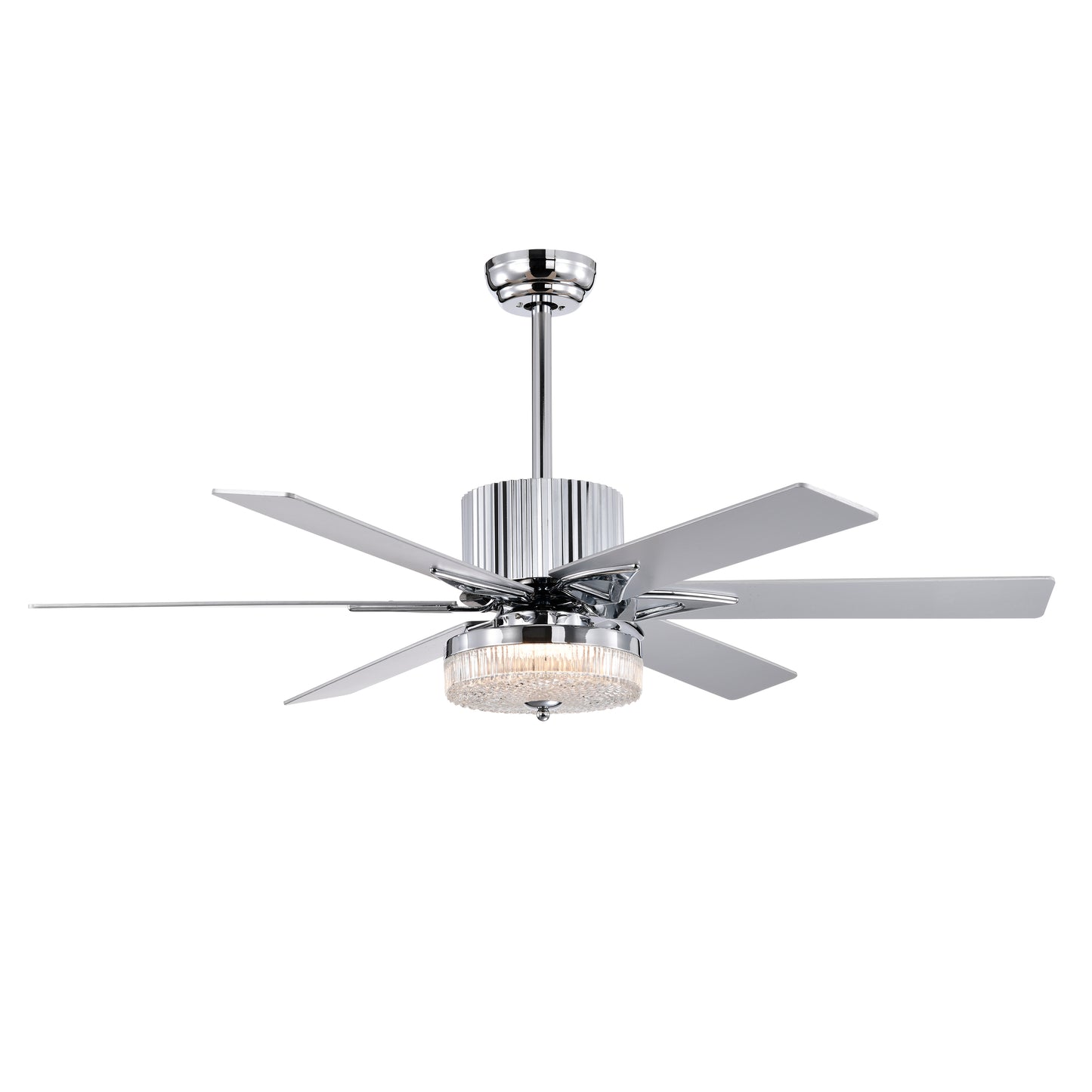 52'' Modern Ceiling Fans with Remote,Wood Ceiling Fan with Lights,LED Ceiling Fan Light with 6 Blade,3 Speed AC Motor Indoor Ceiling Fan for Patio,Living Room,Bedroom--Chrome