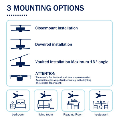 52'' Modern Ceiling Fans with Remote,Wood Ceiling Fan with Lights,LED Ceiling Fan Light with 6 Blade,3 Speed AC Motor Indoor Ceiling Fan for Patio,Living Room,Bedroom--Chrome