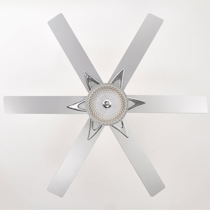 52'' Modern Ceiling Fans with Remote,Wood Ceiling Fan with Lights,LED Ceiling Fan Light with 6 Blade,3 Speed AC Motor Indoor Ceiling Fan for Patio,Living Room,Bedroom--Chrome