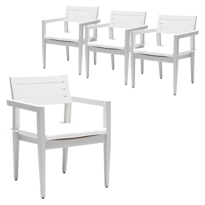 Outdoor Patio Modern Aluminum Stationary Dining Chairs 4PCS with Outdoor-Grade Sunbrella Fabric Cushions, Tapered Feet,Fully Assembled and Stackable, Rust-Free,Grayish