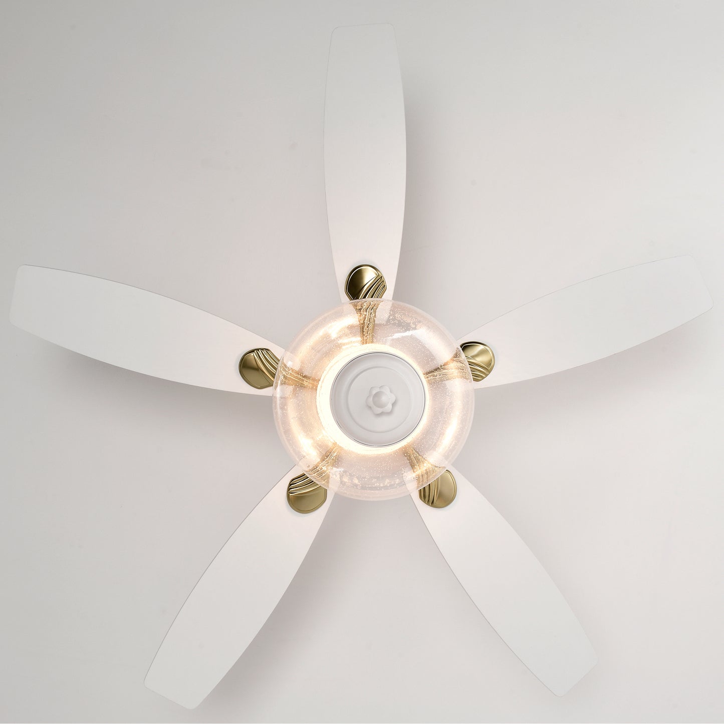 52'' Low Profile Ceiling Fan , White Modern Ceiling Fans with Remote Control for Bedroom,Living Room,3 Speed ,Glass Shade --Matte White