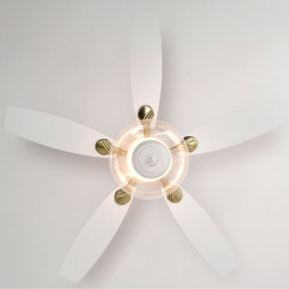 52'' Low Profile Ceiling Fan , White Modern Ceiling Fans with Remote Control for Bedroom,Living Room,3 Speed ,Glass Shade --Matte White
