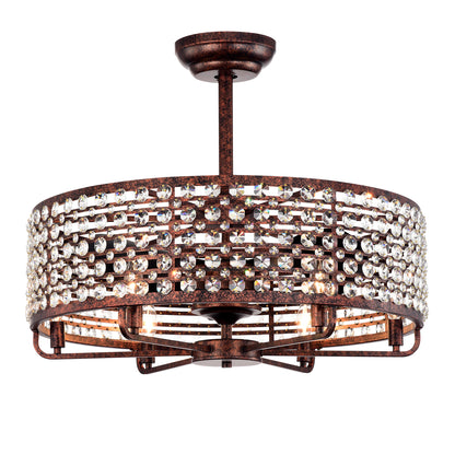Dia 26.8 inch Chandelier Ceiling Fan ,Crystal Shade Ceiling Fan with Remote Control,3 ABS Blade--4-light( No Include Bulb)