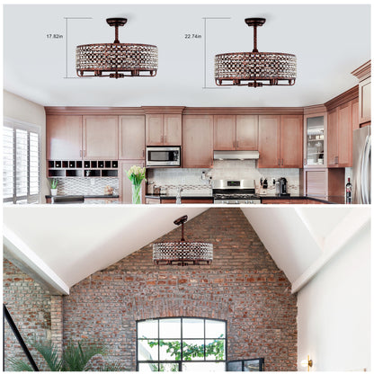Dia 26.8 inch Chandelier Ceiling Fan ,Crystal Shade Ceiling Fan with Remote Control,3 ABS Blade--4-light( No Include Bulb)