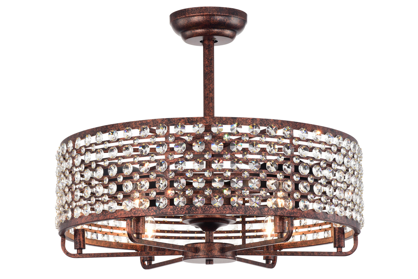 Dia 26.8 inch Chandelier Ceiling Fan ,Crystal Shade Ceiling Fan with Remote Control,3 ABS Blade--4-light( No Include Bulb)