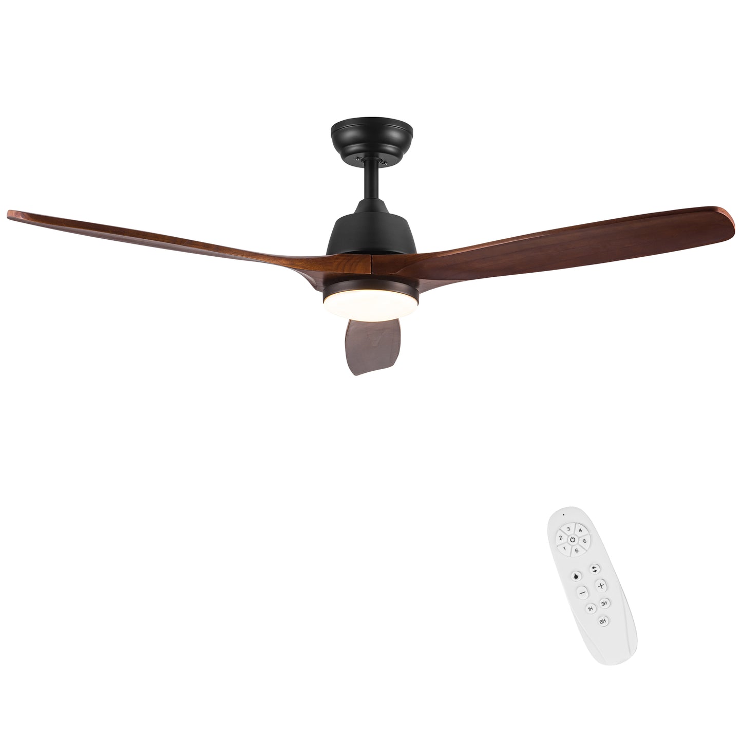 52" YUHAO Farmhouse Rustic LED Ceiling Fan with Remote Control