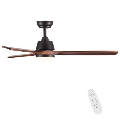 52" YUHAO Farmhouse Rustic LED Ceiling Fan with Remote Control