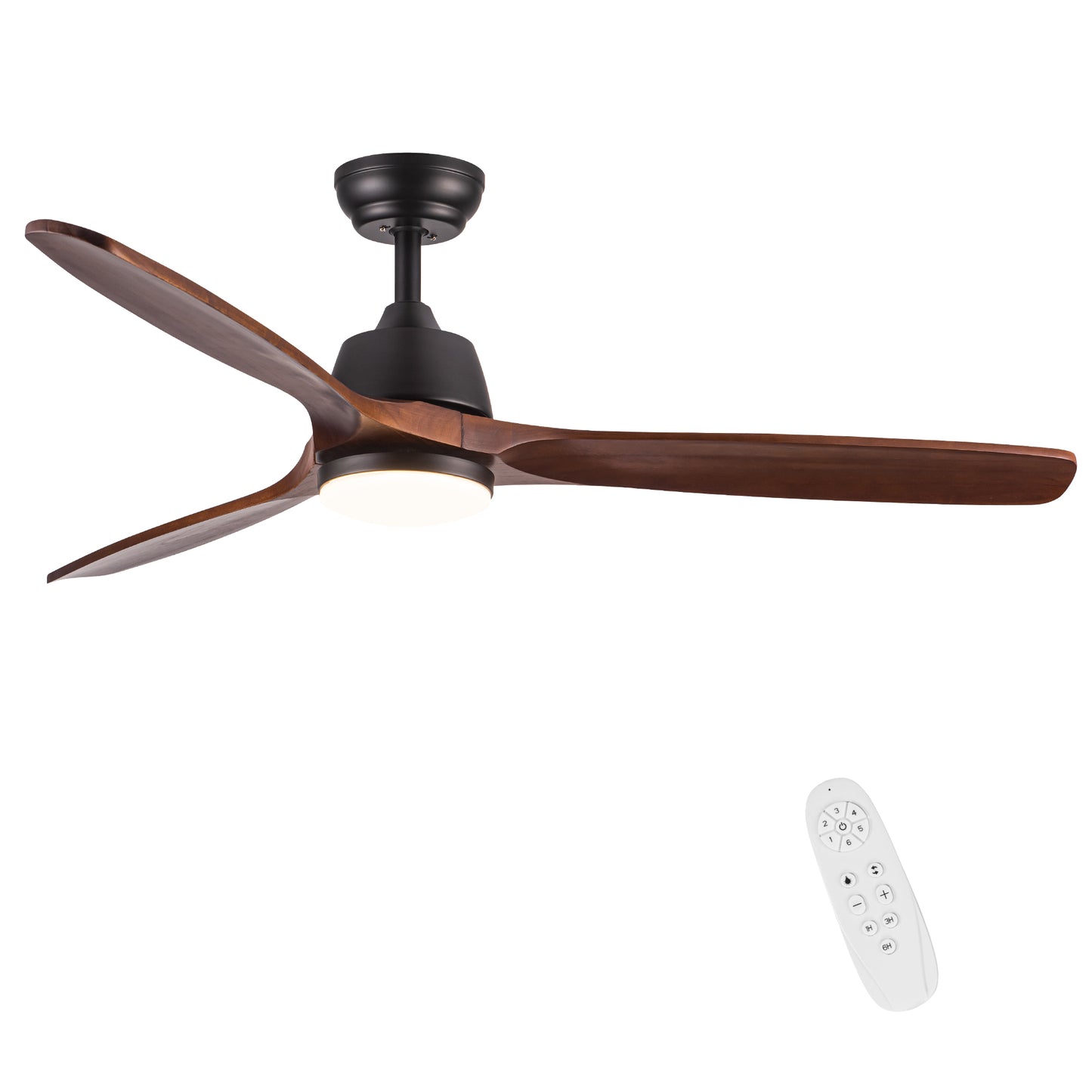 52" YUHAO Farmhouse Rustic LED Ceiling Fan with Remote Control
