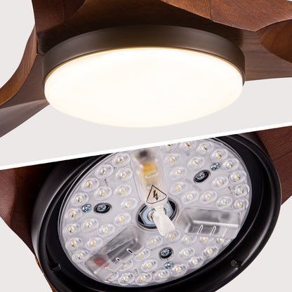 52" YUHAO Farmhouse Rustic LED Ceiling Fan with Remote Control