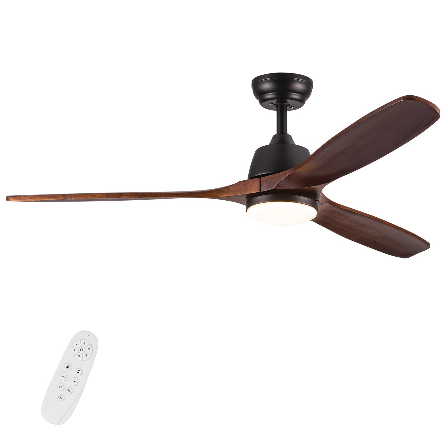 52" YUHAO Farmhouse Rustic LED Ceiling Fan with Remote Control