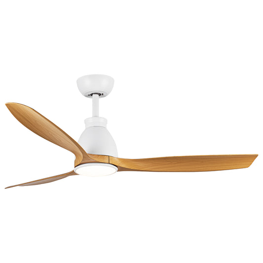 52 inch Indoor Ceiling Fan with Intergrated LED - Matte White with Antique Brown Wood Grain Blade