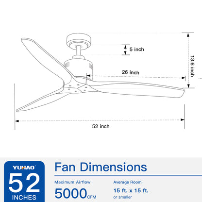 52" Farmhouse Rustic Ceiling Fan with Remote Control