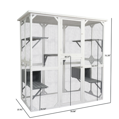 XPT018 cat cage box lovely house cute pet play speace Wooden White Medium