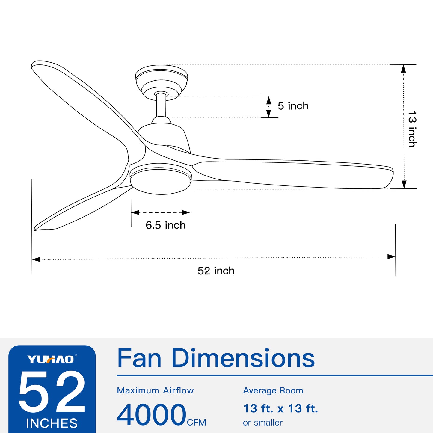 52 In.Intergrated LED Ceiling Fan Lighting with Remote Control