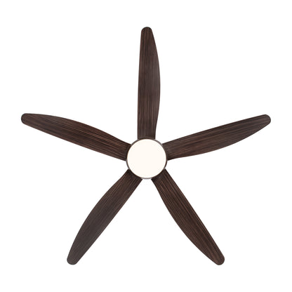 56 In Intergrated LED Ceiling Fan Lighting with Brown Wood Grain ABS Blade