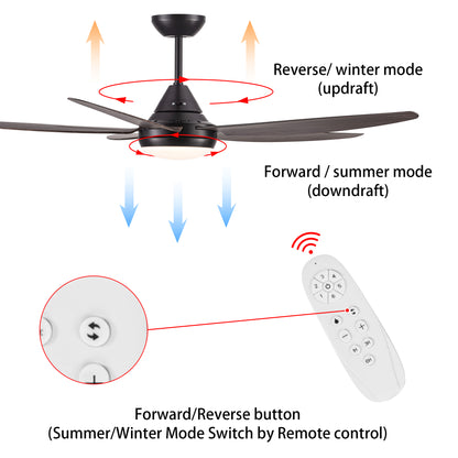 56 In Intergrated LED Ceiling Fan Lighting with Brown Wood Grain ABS Blade