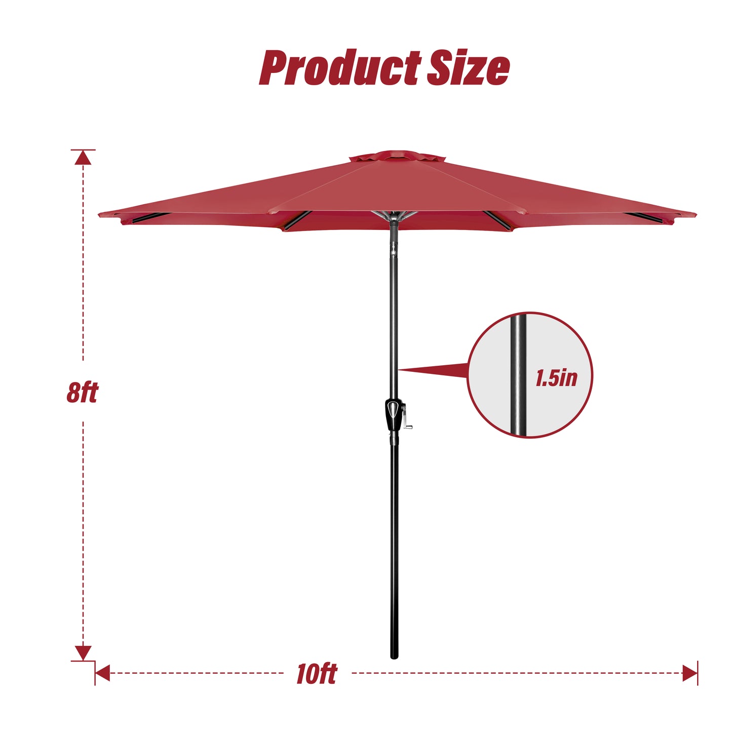 10' Patio Umbrella Outdoor Table Market Yard Umbrella with Push Button Tilt/Crank