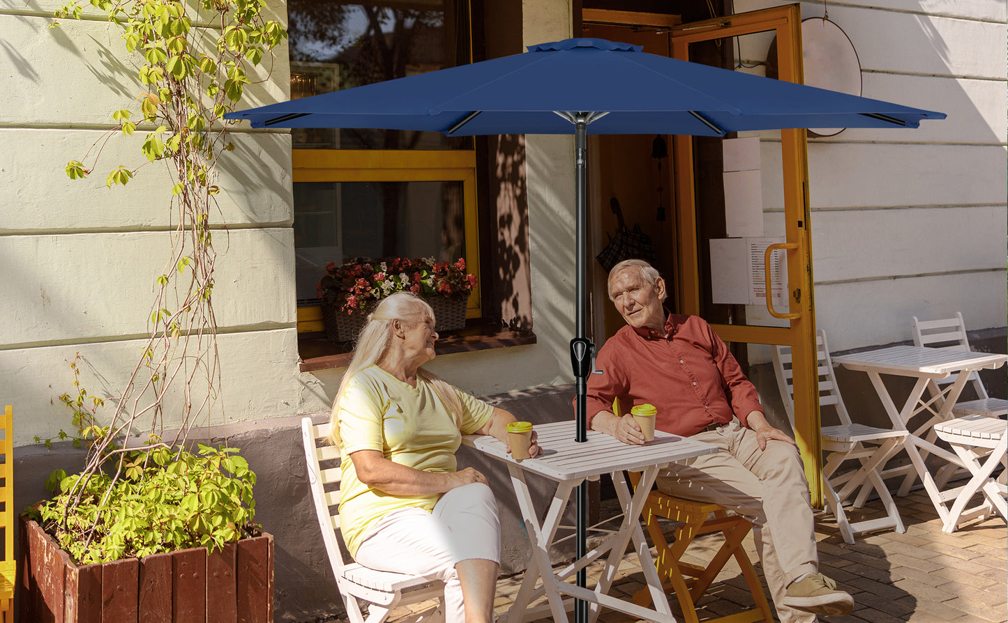 10' Patio Umbrella Outdoor Table Market Yard Umbrella with Push Button Tilt/Crank