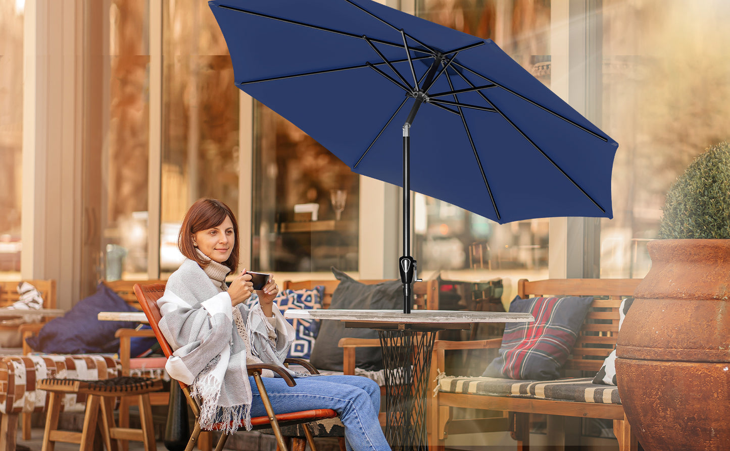 10' Patio Umbrella Outdoor Table Market Yard Umbrella with Push Button Tilt/Crank