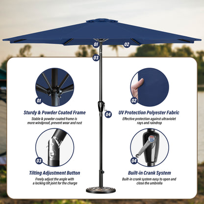 10' Patio Umbrella Outdoor Table Market Yard Umbrella with Push Button Tilt/Crank