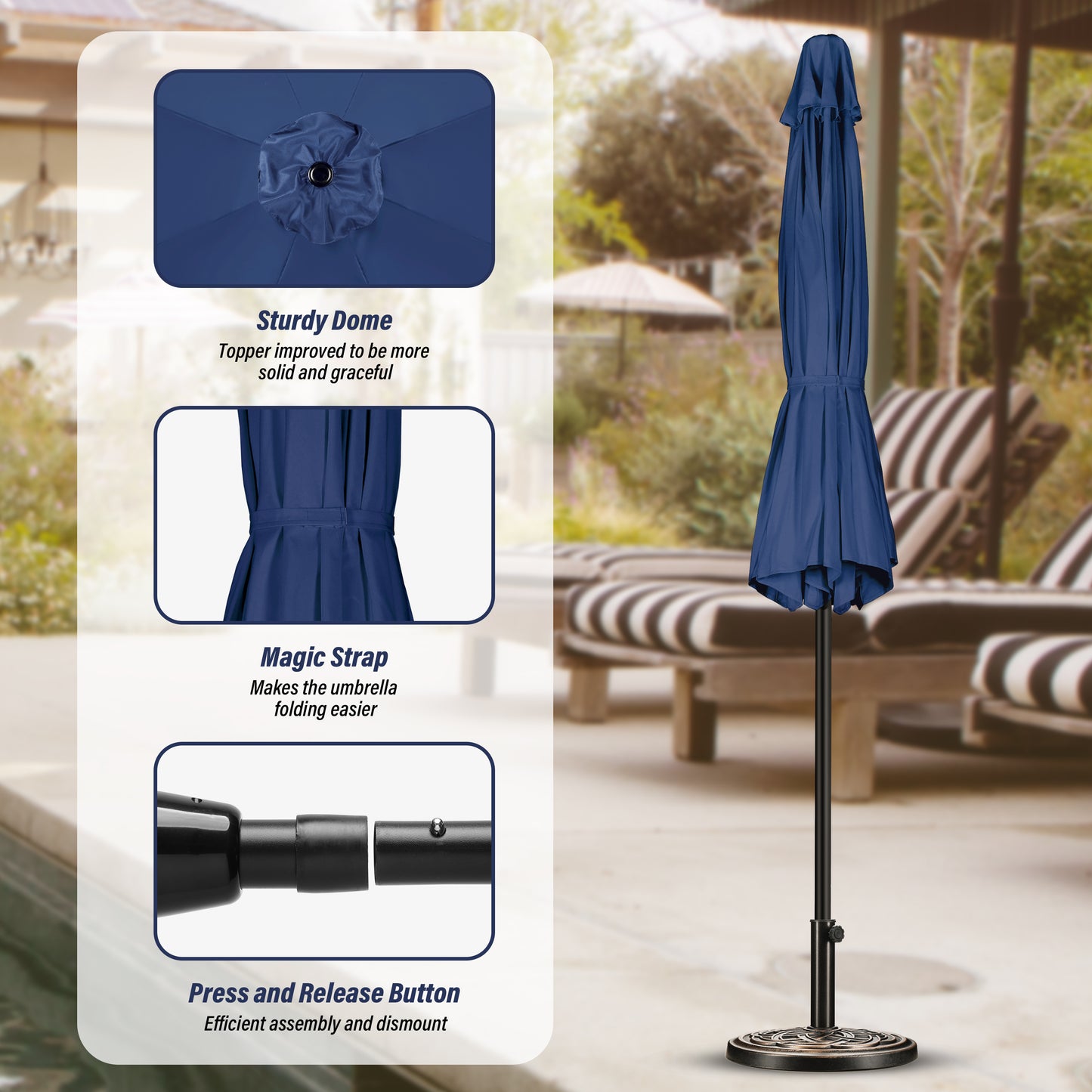 10' Patio Umbrella Outdoor Table Market Yard Umbrella with Push Button Tilt/Crank