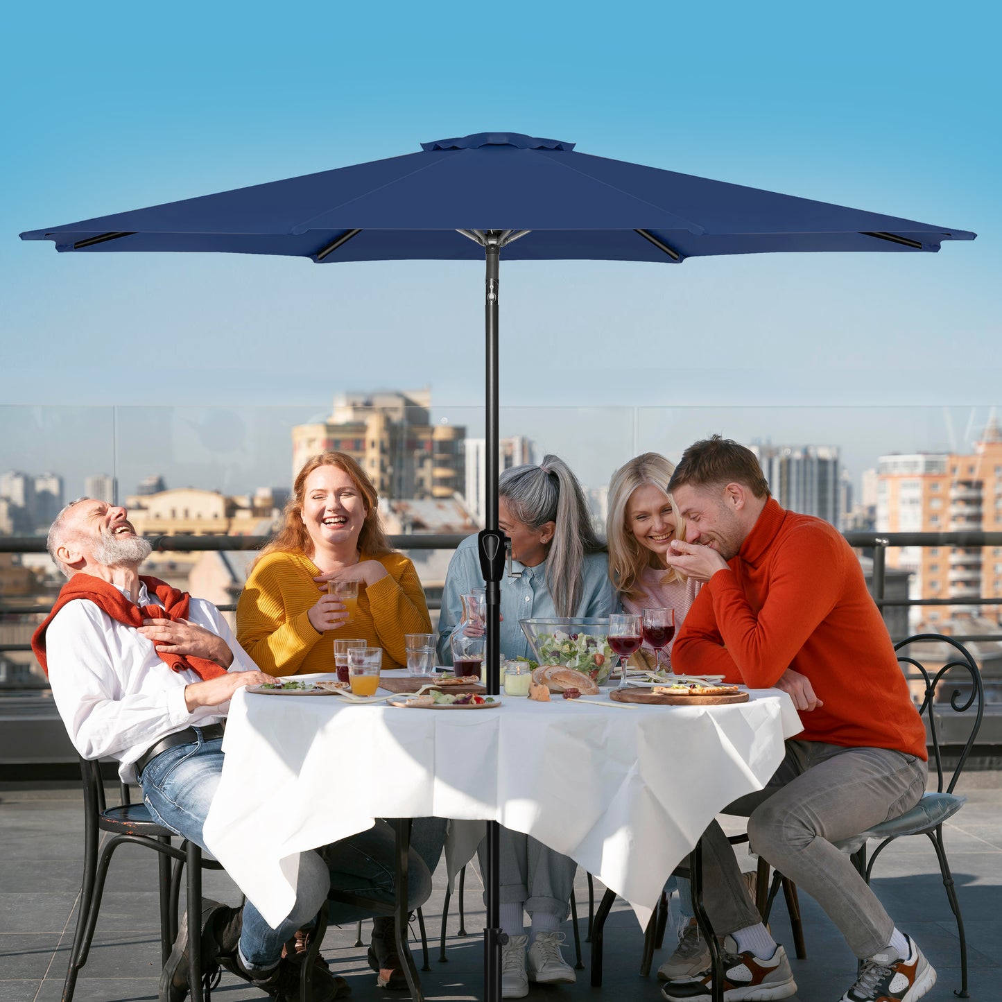 10' Patio Umbrella Outdoor Table Market Yard Umbrella with Push Button Tilt/Crank