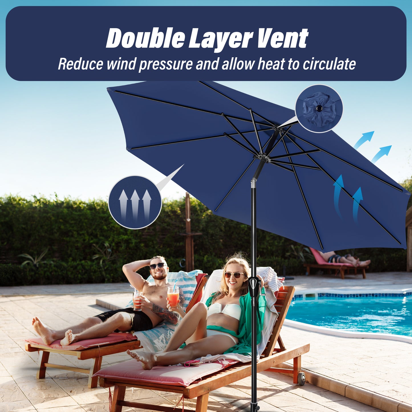 10' Patio Umbrella Outdoor Table Market Yard Umbrella with Push Button Tilt/Crank