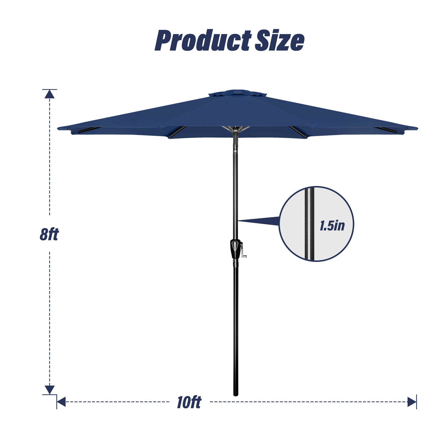 10' Patio Umbrella Outdoor Table Market Yard Umbrella with Push Button Tilt/Crank