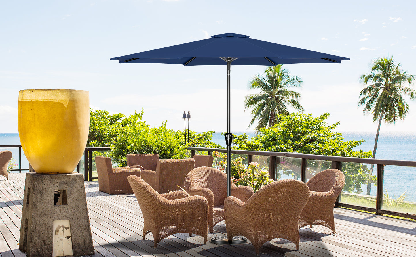 10' Patio Umbrella Outdoor Table Market Yard Umbrella with Push Button Tilt/Crank