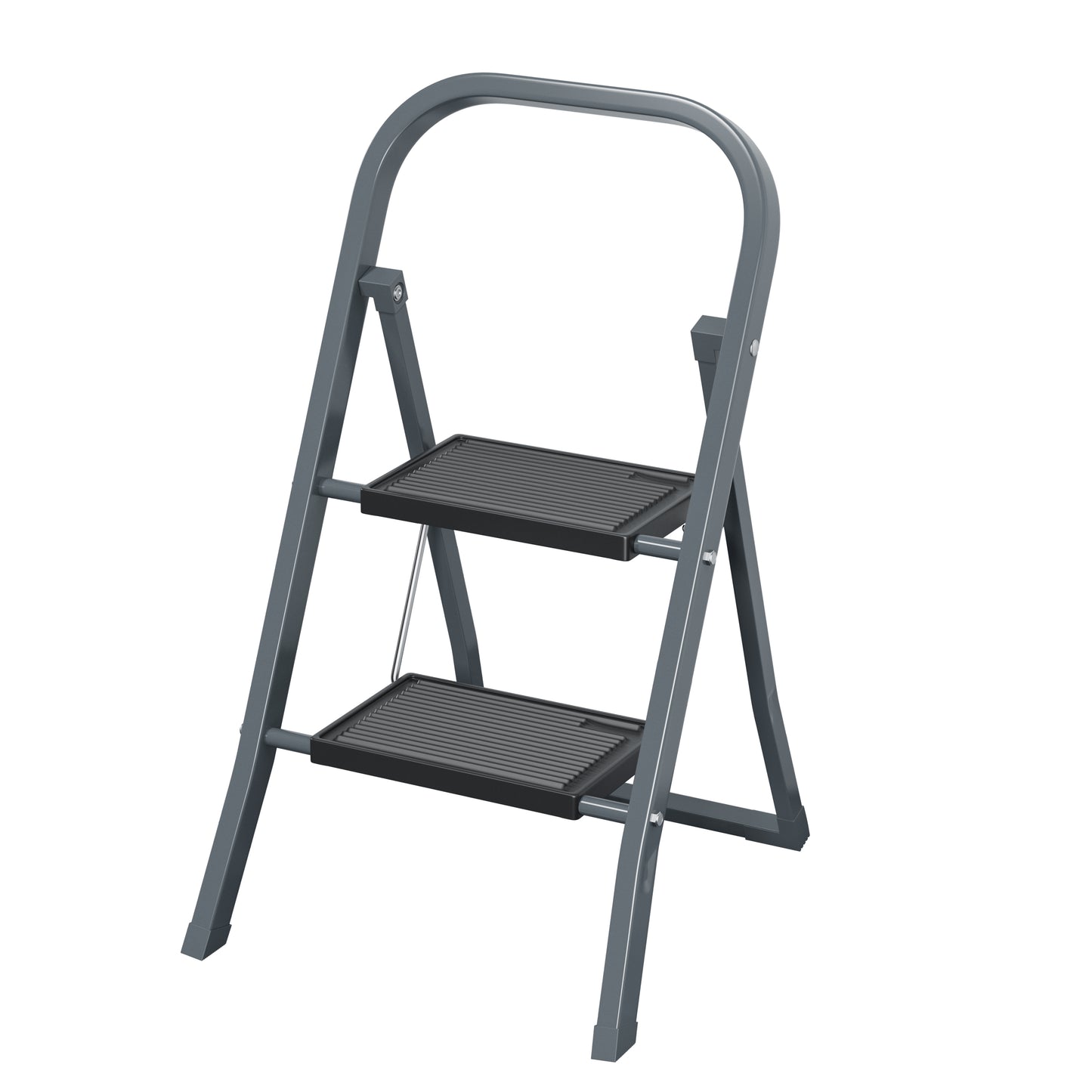 2 Step Ladder, Step Stool for Adults, Folding Step Stool with Wide Anti-Slip Pedal, Sturdy Steel Ladder