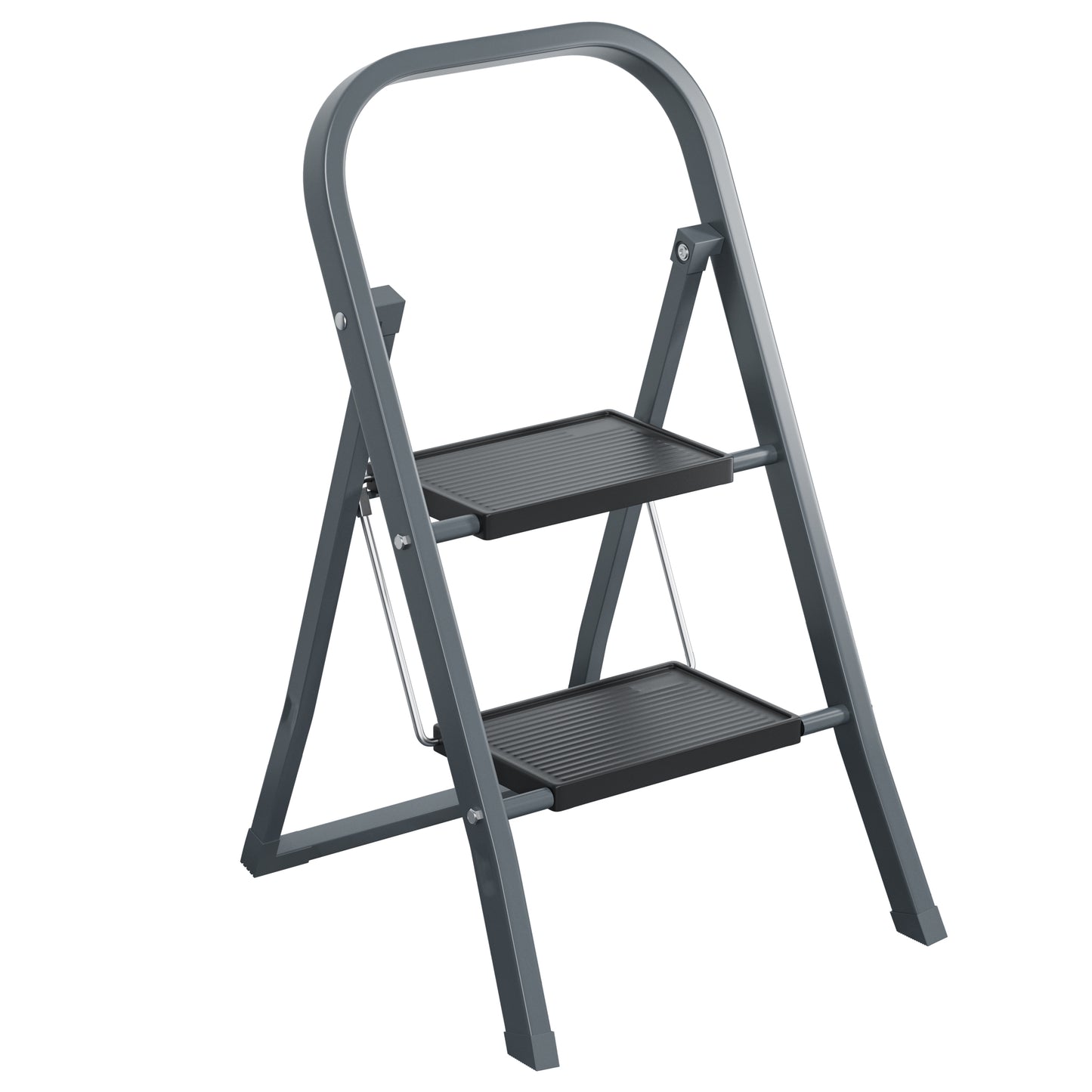 2 Step Ladder, Step Stool for Adults, Folding Step Stool with Wide Anti-Slip Pedal, Sturdy Steel Ladder