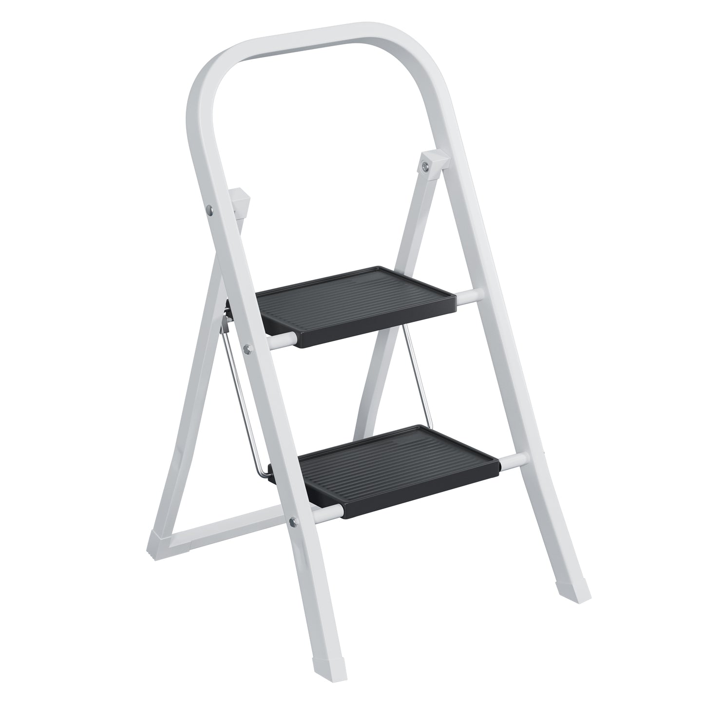 2 Step Ladder, Step Stool for Adults, Folding Step Stool with Wide Anti-Slip Pedal, Sturdy Steel Ladder