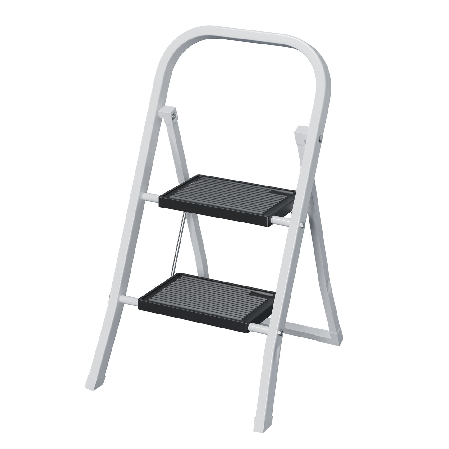 2 Step Ladder, Step Stool for Adults, Folding Step Stool with Wide Anti-Slip Pedal, Sturdy Steel Ladder
