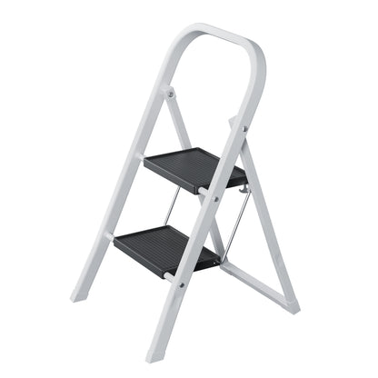2 Step Ladder, Step Stool for Adults, Folding Step Stool with Wide Anti-Slip Pedal, Sturdy Steel Ladder
