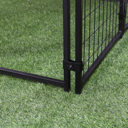 PawHut 5' x 5' x 5' Dog Kennel Outdoor, Walk-in Pet Playpen, Welded Wire Steel Dog Fence with Water-and UV-Resistant Canopy, Jet Black