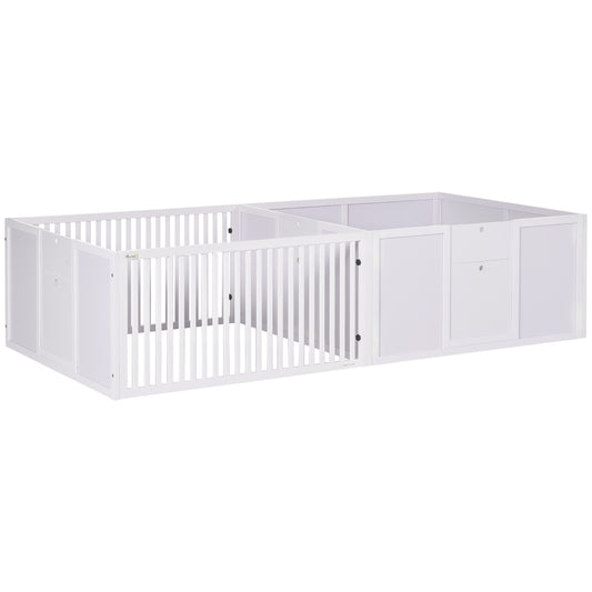 PawHut Whelping Box for Dogs Built for Mother's Comfort, Dog Whelping Pen with Removable Doors, Puppy Playpen for Indoors, Newborn Puppy Supplies & Essentials, 81" x 39" x 20", White