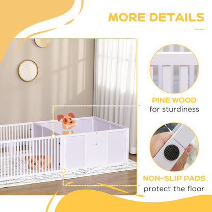PawHut Whelping Box for Dogs Built for Mother's Comfort, Dog Whelping Pen with Removable Doors, Puppy Playpen for Indoors, Newborn Puppy Supplies & Essentials, 81" x 39" x 20", White