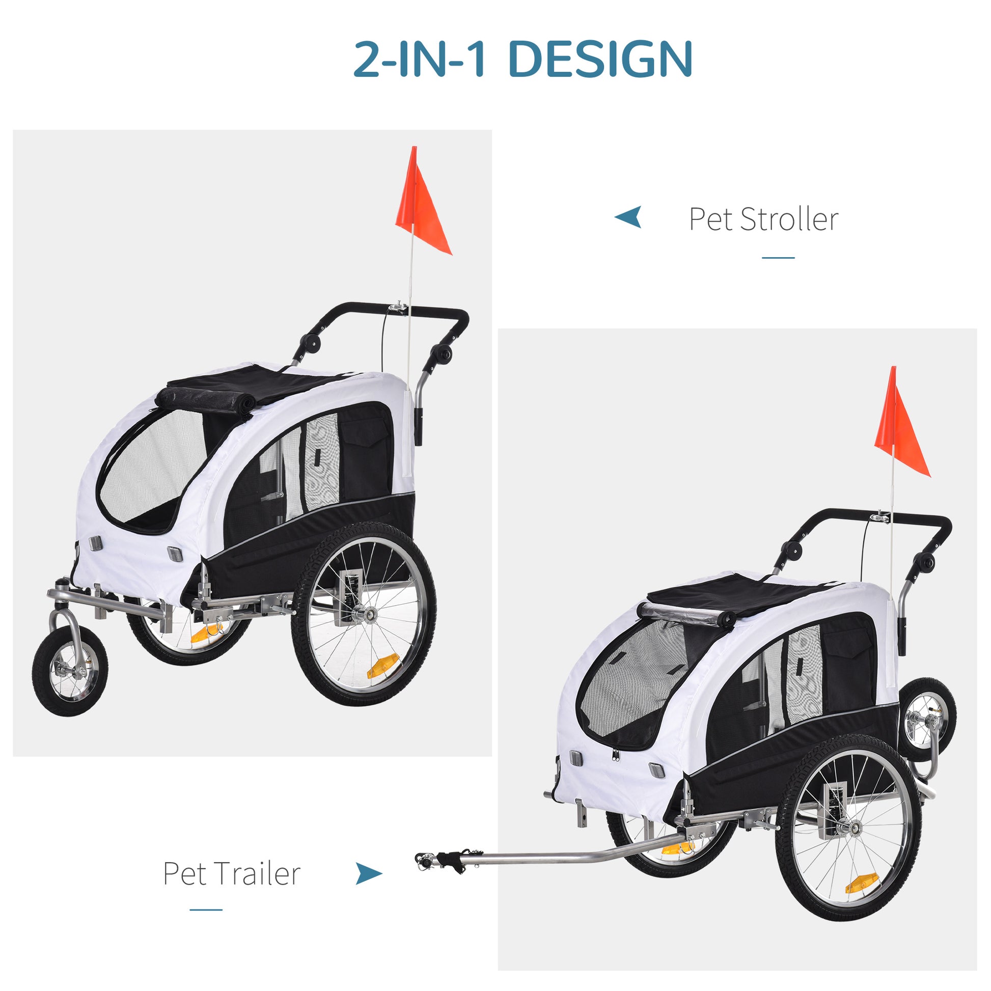 aosom dog bike trailer 2-in-1 pet stroller Aosom Dog Bike Trailer 2-In-1 Pet Stroller with Canopy and Storage Poc – Flynama
