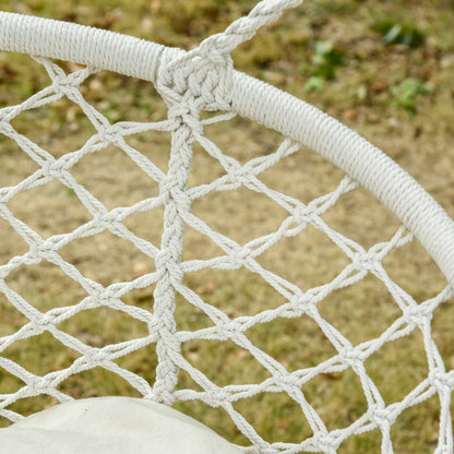 Outsunny 2-Person Hammock Chair Macrame Swing with Soft Cushion, Hanging Cotton Rope Chair for Indoor Outdoor Home Patio Backyard, White