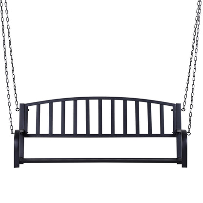 Outsunny 2 Person Front Porch Swing Patio Swing Bench, Outdoor Steel Swing Chair with Sturdy Chains, for Backyard, Deck, 528 lb Weight Capacity, Black