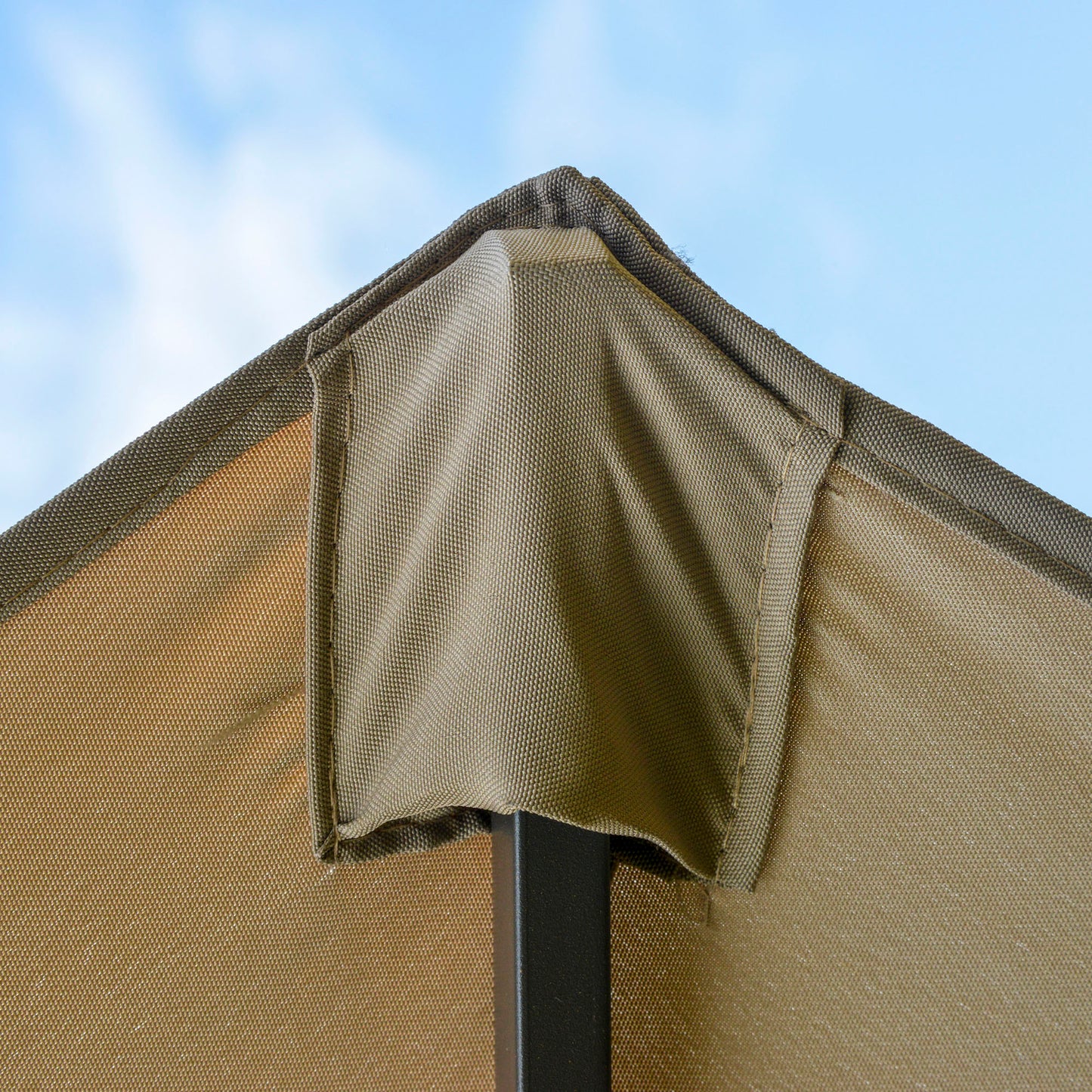 Outsunny Patio Umbrella 15' Steel Rectangular Outdoor Double Sided Market with base, Sun Protection & Easy Crank for Deck Pool Patio, Coffee