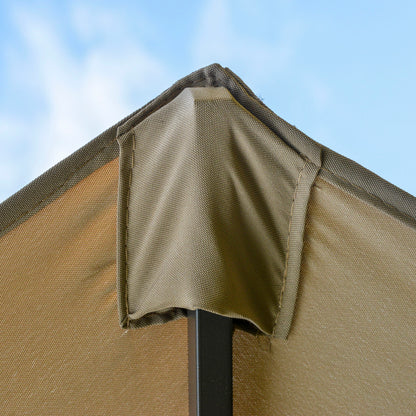 Outsunny Patio Umbrella 15' Steel Rectangular Outdoor Double Sided Market with base, Sun Protection & Easy Crank for Deck Pool Patio, Coffee