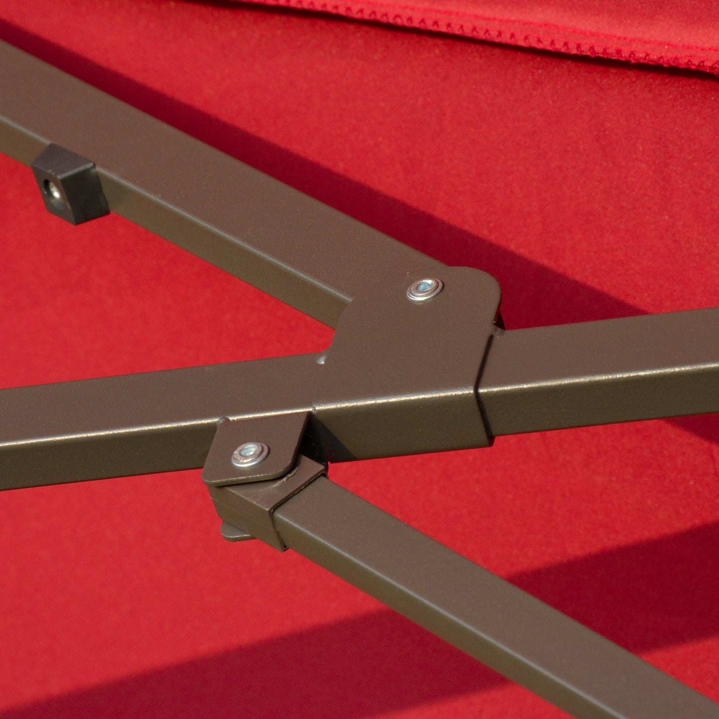 Outsunny Patio Umbrella 15' Steel Rectangular Outdoor Double Sided Market with base, Sun Protection & Easy Crank for Deck Pool Patio, Wine Red