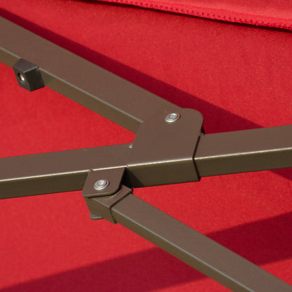 Outsunny Patio Umbrella 15' Steel Rectangular Outdoor Double Sided Market with base, Sun Protection & Easy Crank for Deck Pool Patio, Wine Red