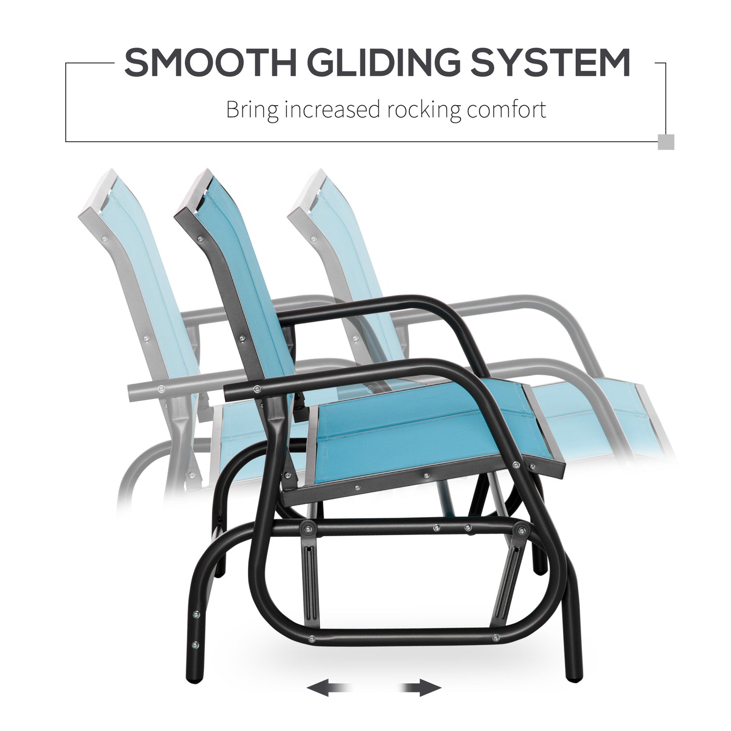 Outsunny 2-Person Outdoor Glider Bench, Patio Double Swing Rocking Chair Loveseat w/ Powder Coated Steel Frame for Backyard Garden Porch, Blue