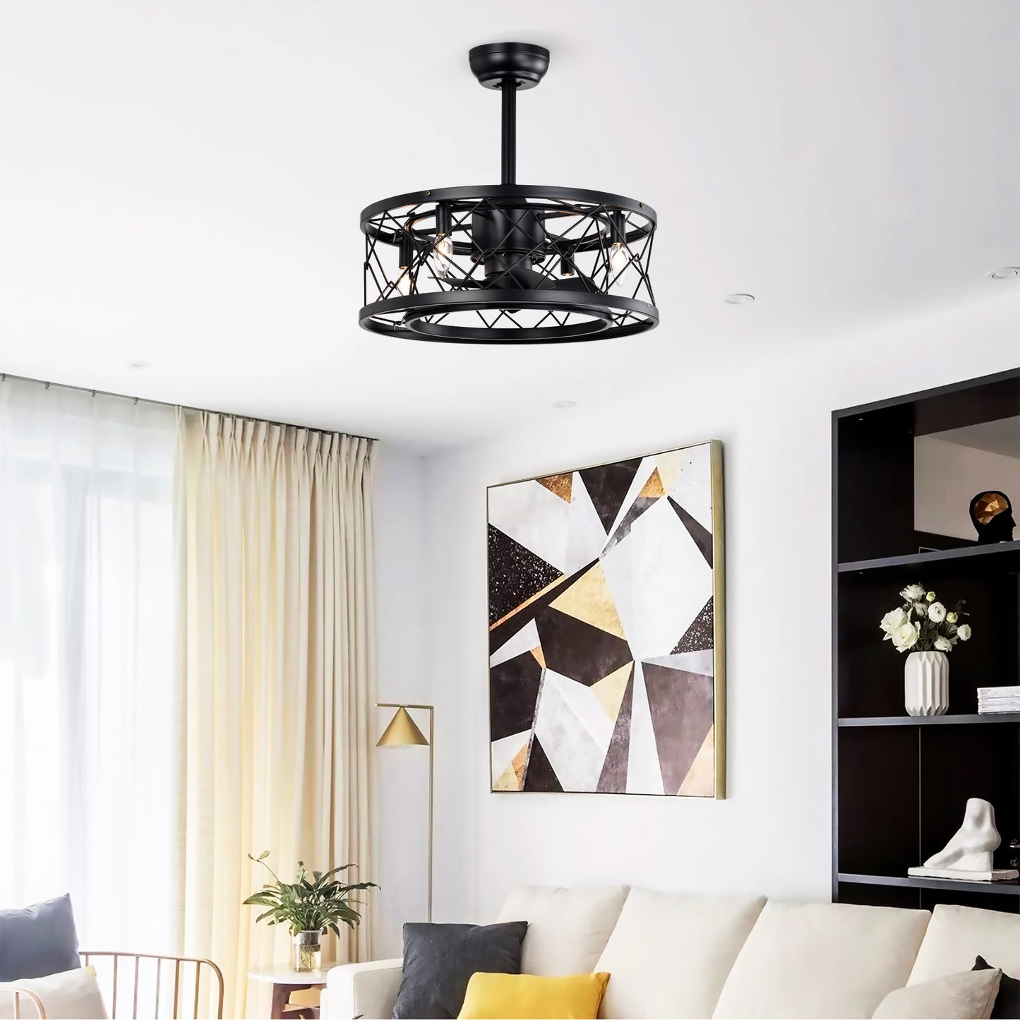 Ceiling fan AC motor low noise small ceiling fan Modern Enclosed Reversible Motor Ceiling Fan For Farmhouse, Bedroom Living Room bedroom