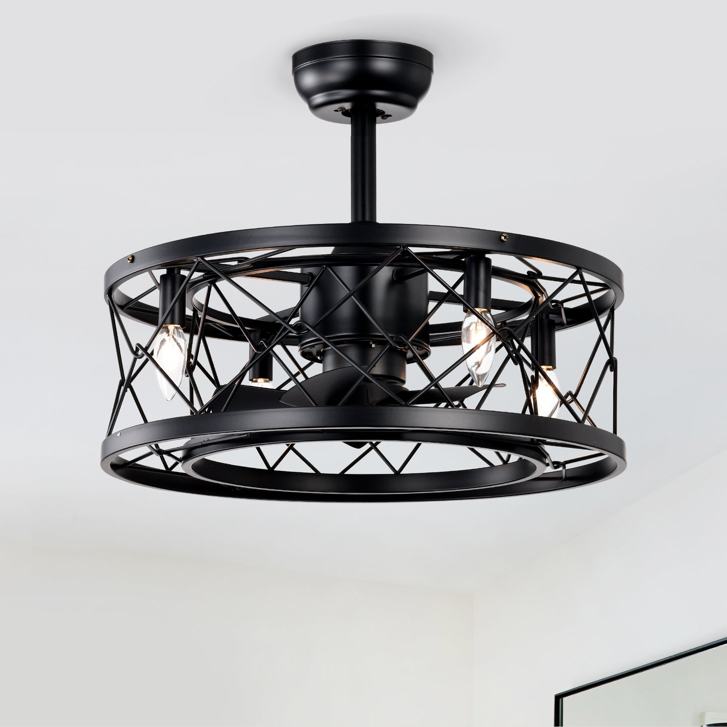 Ceiling fan AC motor low noise small ceiling fan Modern Enclosed Reversible Motor Ceiling Fan For Farmhouse, Bedroom Living Room bedroom