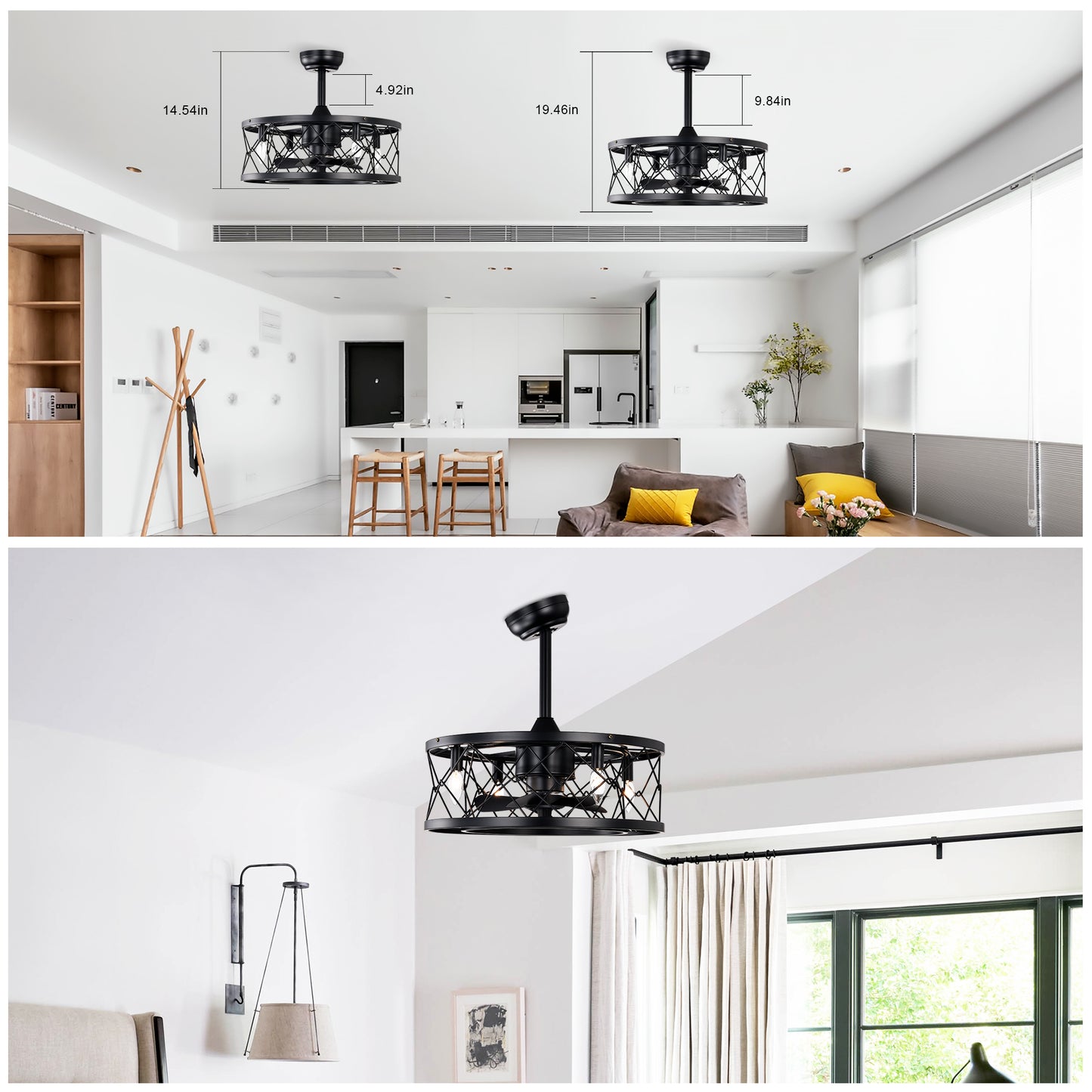 Ceiling fan AC motor low noise small ceiling fan Modern Enclosed Reversible Motor Ceiling Fan For Farmhouse, Bedroom Living Room bedroom