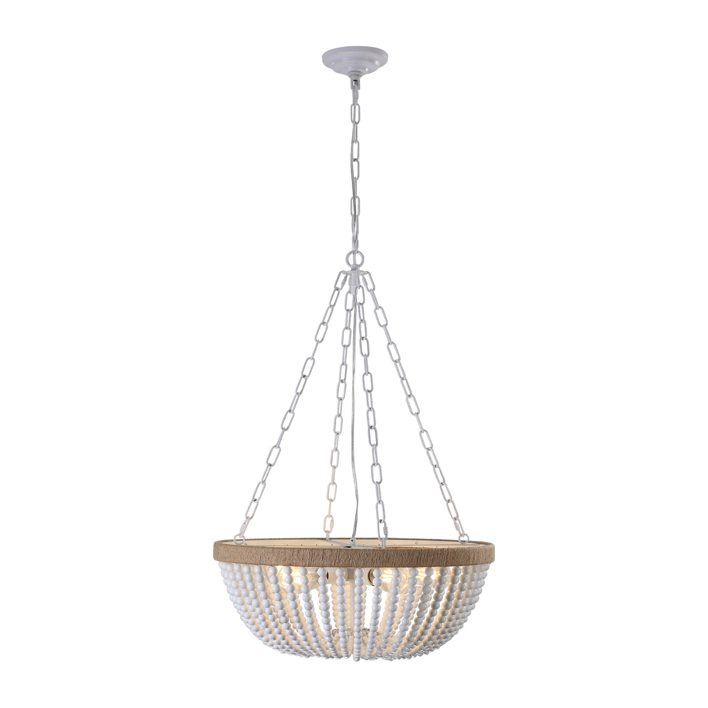 22" Bohemian Wood Beaded Pendant Chandelier – Elegant Light Fixture for Living Room, Dining Room, or Bedroom, Modern and Stylish Ceiling Light (Bulb Not Included)