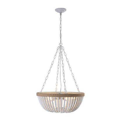 22" Bohemian Wood Beaded Pendant Chandelier – Elegant Light Fixture for Living Room, Dining Room, or Bedroom, Modern and Stylish Ceiling Light (Bulb Not Included)